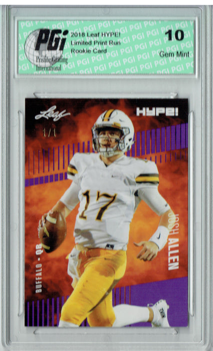 Josh Allen 2018 Leaf HYPE! #5 Purple Blank Back 1 of 1 Rookie Card PGI 10