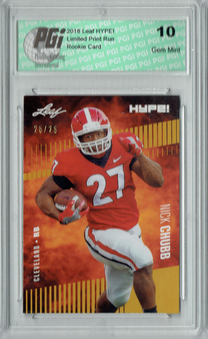 Nick Chubb 2018 Leaf HYPE! #9 Gold SP, Only 25 Made Rookie Card PGI 10