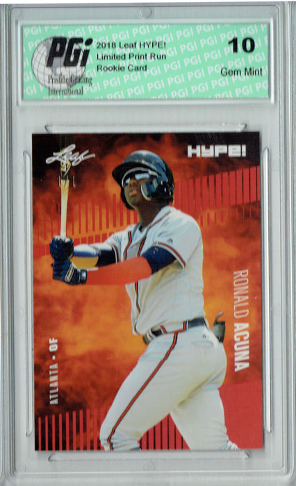 Ronald Acuna 2018 Leaf HYPE! #1A Red Blank Back 1 of 1 Rookie Card PGI 10