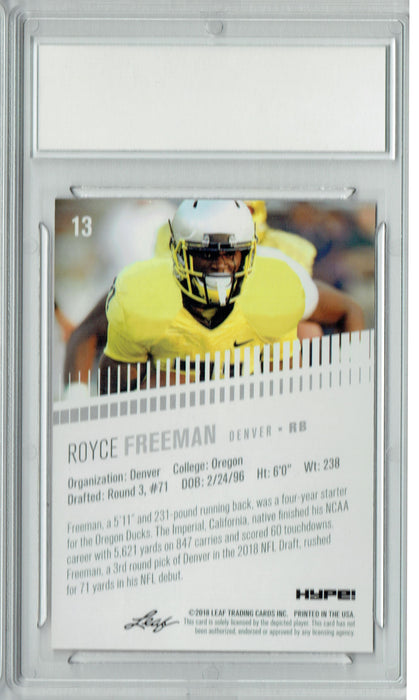 Royce Freeman 2018 Leaf HYPE! #21 Masterpiece True 1 of 1 Rookie Card PGI 10