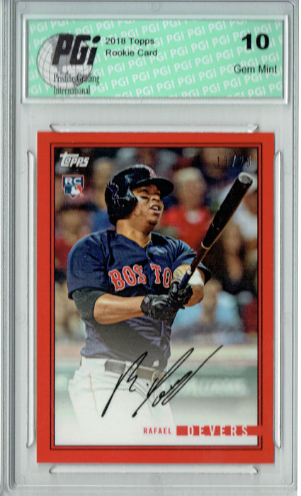 Rafael Devers 2018 Topps Rookie Review #38B Red SSP, 25 Made Rookie Card PGI 10