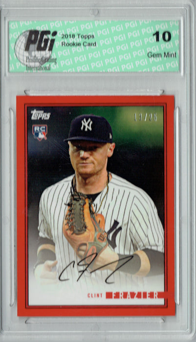 Clint Frazier 2018 Topps Rookie Review #42B Red SSP, 25 Made Rookie Card PGI 10