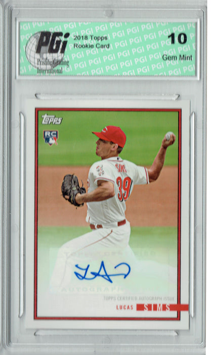 Lucas Sims 2018 Topps Rookie Review #30-A Auto SP Rookie Card PGI 10