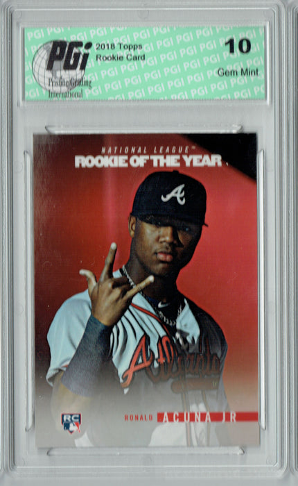 Ronald Acuna 2018 Topps Rookie of the Year #ROTY10 SP Rookie Card PGI 10