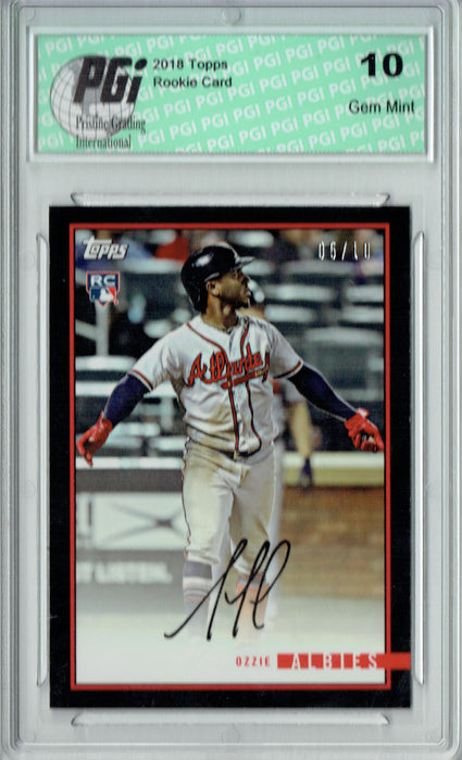 Ozzie Albies 2018 Topps Rookie Review #6C Black SSP 10 Made Rookie Card PGI 10