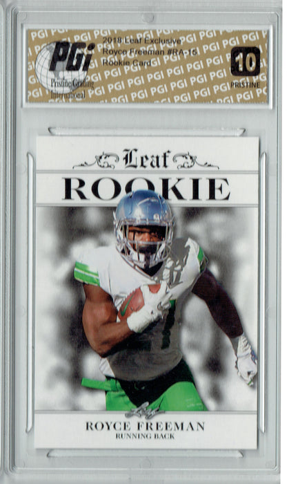 Royce Freeman 2018 Leaf Exclusive #RA-15 PRISTINE Rookie Card PGI 10