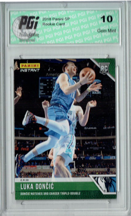 Luka Doncic 2018 Panini Instant #97 Green SP, 10 Made Rookie Card PGI 10