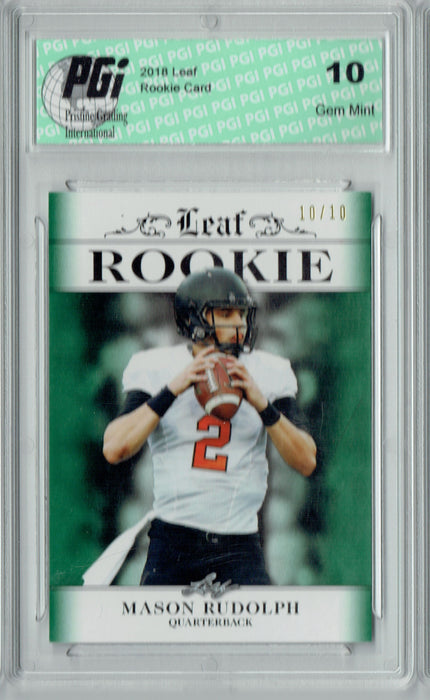 Mason Rudolph 2018 Leaf Exclusive #RA-09 Emerald, 10 Made Rookie Card PGI 10