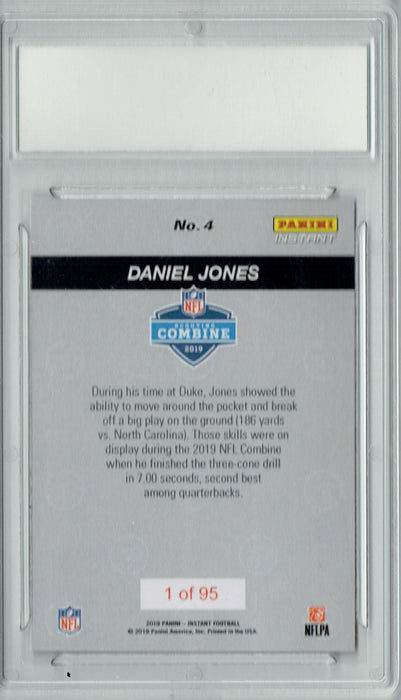 Daniel Jones 2019 Panini Instant #4 Combine 1/95 His Very 1st Rookie Card PGI 10