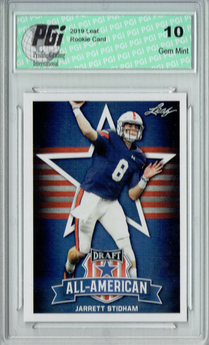 Jarrett Stidham 2019 Leaf Draft #72 All-American Rookie Card PGI 10