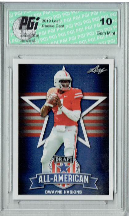 Dwayne Haskins 2019 Leaf Draft #73 All-American Rookie Card PGI 10