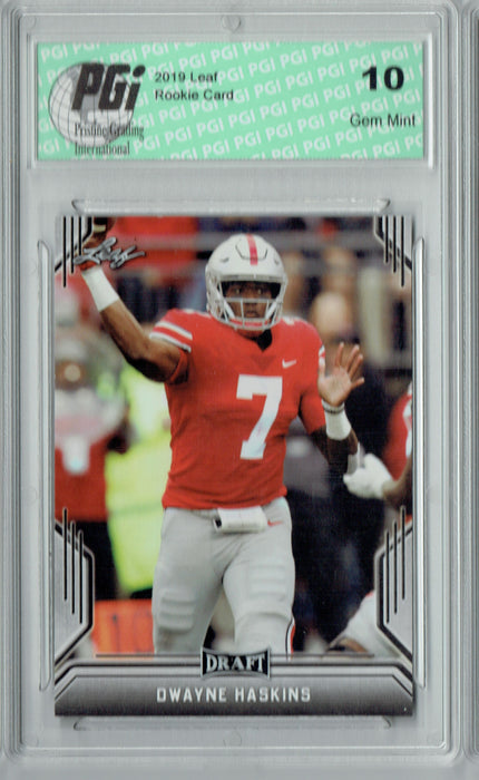 Dwayne Haskins 2019 Leaf Draft #27 Rookie Card PGI 10