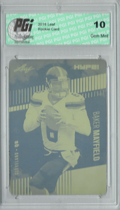 Baker Mayfield 2018 Leaf HYPE! #3A Rare Yellow Plate 1 of 1 Rookie Card PGI 10