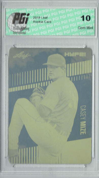 Casey Mize 2018 Leaf HYPE! #11 Rare Yellow Plate 1 of 1 Rookie Card PGI 10