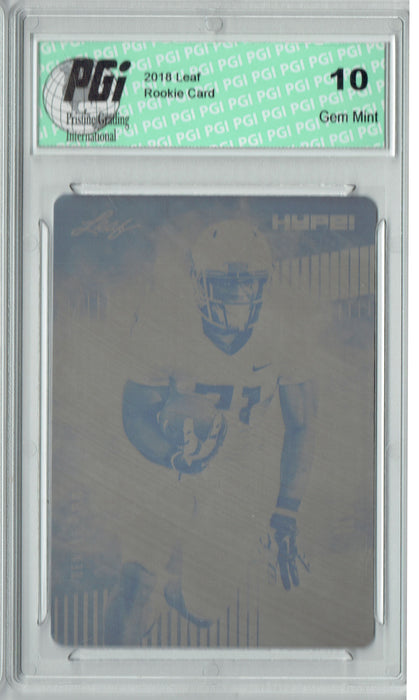 Royce Freeman 2018 Leaf HYPE! #13 Rare Black Plate 1 of 1 Rookie Card PGI 10