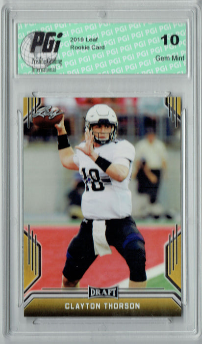 Clayton Thorson 2019 Leaf Draft #10 Gold SP Rookie Card PGI 10