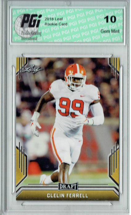 Clelin Ferrell 2019 Leaf Draft #11 Gold SP Rookie Card PGI 10