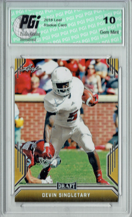 Devin Singletary 2019 Leaf Draft #22 Gold SP Rookie Card PGI 10
