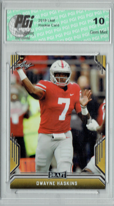 Dwayne Haskins 2019 Leaf Draft #27 Gold SP Rookie Card PGI 10