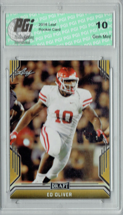 Ed Oliver 2019 Leaf Draft #28 Gold SP Rookie Card PGI 10