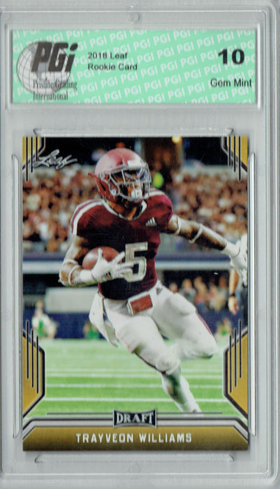 Trayveon Williams 2019 Leaf Draft #68 Gold SP Rookie Card PGI 10