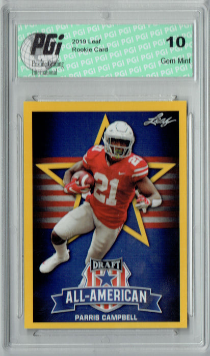 Parris Campbell 2019 Leaf Draft #80 All-American Gold SP Rookie Card PGI 10