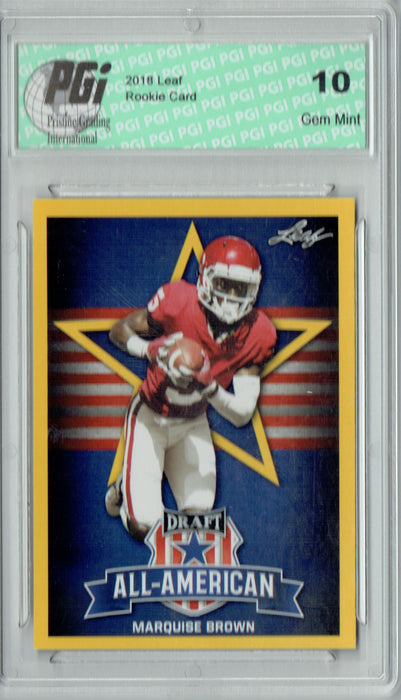 Marquise Brown 2019 Leaf Draft #78 All-American Gold SP Rookie Card PGI 10