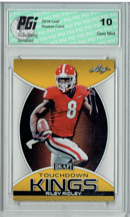Riley Ridley 2019 Leaf Draft #83 Touchdown Kings Gold SP Rookie Card PGI 10