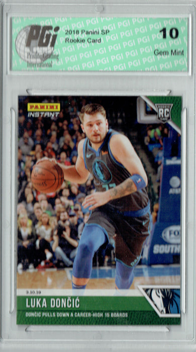 Luka Doncic 2018 Panini Instant #118 Green SSP Just 10 Made Rookie Card PGI 10