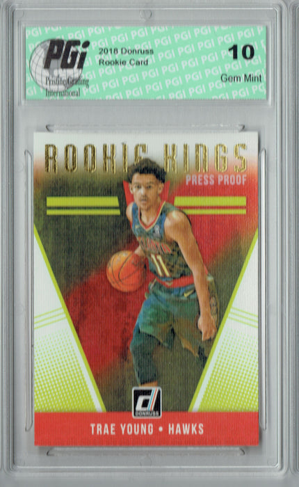 Trae Young 2018 Donruss #24 Gold Rookie Kings SP Rookie Card PGI 10