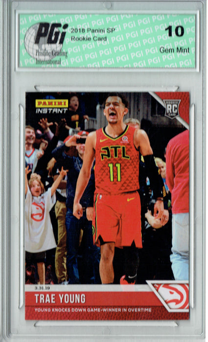 Trae Young 2018 Panini Instant #130 1 of 85 Made, SP Rookie Card PGI 10