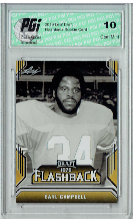 Earl Campbell 2019 Leaf Draft #05 Gold Flashback Rookie Card PGI 10