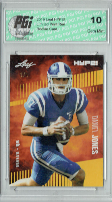 Daniel Jones 2019 Leaf HYPE! #18 Gold Blank Back 1 of 1 Rookie Card PGI 10