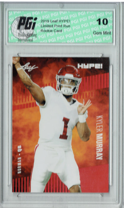 Kyler Murray 2019 Leaf HYPE! #22 Red Blank Back 1 of 1 Rookie Card PGI 10