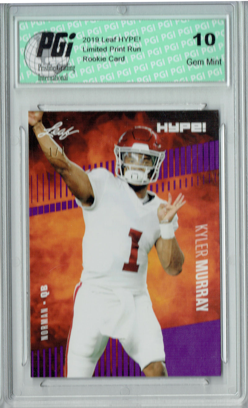 Kyler Murray Rookie Card Arizona PGI 10 Gem Mint Football Trading Card 2019 Leaf HYPE! #22 Purple Blank Back 1 of 1