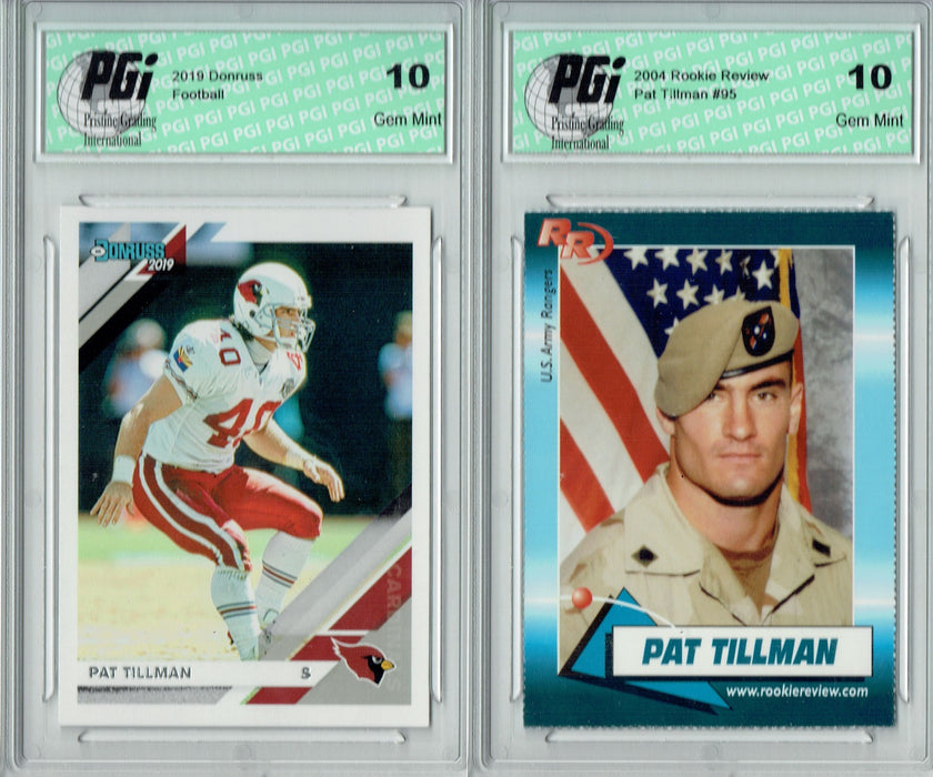 Pat Tillman 2019 Donruss & 2003 Rookie Review 2 Card Lot All PGI 10