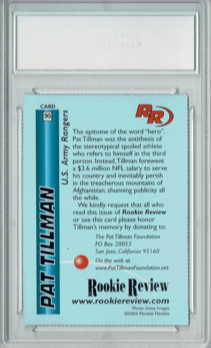 AMERICAN HERO! 2004 Pat Tillman US Army Rangers Rookie Review Card PGI 10