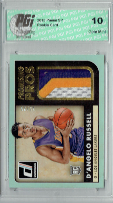 D'Angelo Russell 2015 Donruss #44 Pros 3 Color Patch #25/25 Rookie Card PGI 10