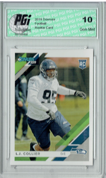 L.J. Collier 2019 Donruss Football #263 Gem Mint Rookie Card PGI 10