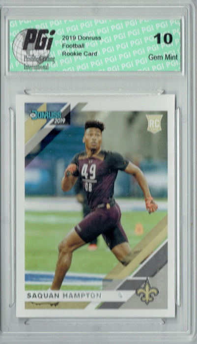 Saquan Hampton 2019 Donruss Football #288 Gem Mint Rookie Card PGI 10