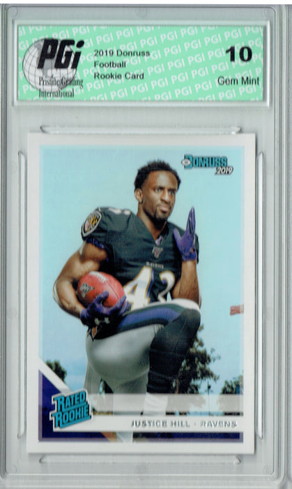 Justice Hill 2019 Donruss Football #333 Gem Mint Rookie Card PGI 10