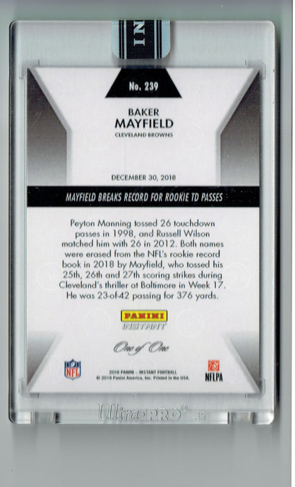 Baker Mayfield 2018 Panini Instant Black Masterpiece 1 of 1 Rookie Card #239