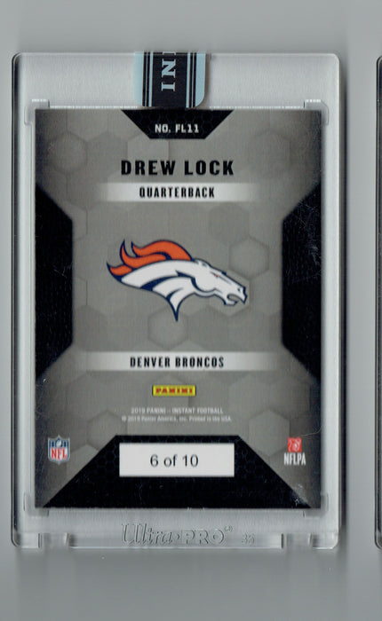 Drew Lock 2019 Panini Instant Only 10 Made Rookie Card Denver Broncos #FL11