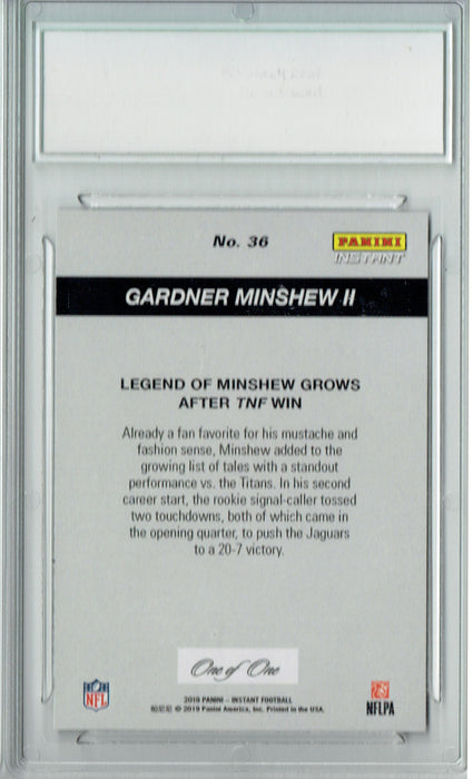 Gardner Minshew II 2019 Panini Instant #36 Masterpiece 1 of 1 Rookie Card PGI 10