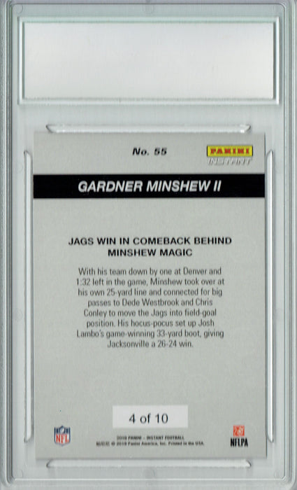Gardner Minshew 2019 Panini Instant #55 Green SP 10 Made Rookie Card PGI 10