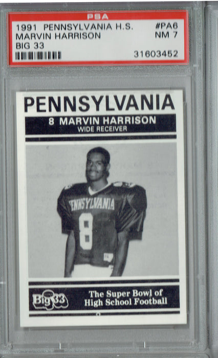 Marvin Harrison 1991 Big 33 #PA6 Pennsylvania H.S. Rookie Card PSA 7