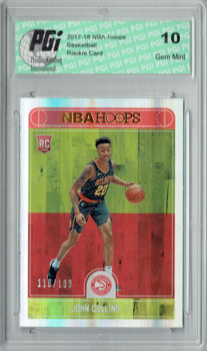 John Collins 2017 Hoops #269 Silver SP, Only 199 Made Rookie Card PGI 10