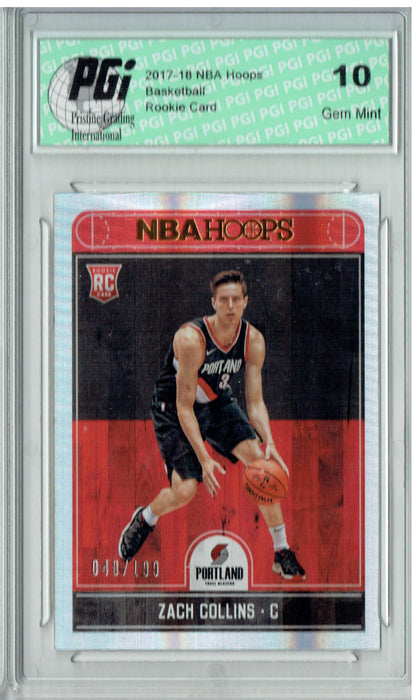 Zach Collins 2017 Hoops #260 Silver SP, Only 199 Made Rookie Card PGI 10