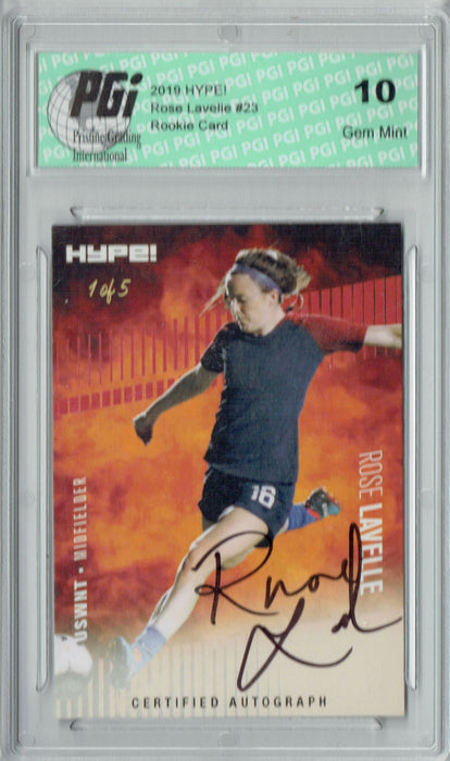 Rose Lavelle 2019 HYPE #23 Red 1 of 5 Auto JSA Rookie Card PGI 10