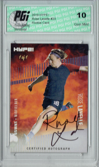 Rose Lavelle 2019 HYPE #23 JSA Auto Purple 1 of 1 Rookie Card PGI 10